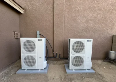 Two York outdoor AC units installed at a Mesa, AZ home